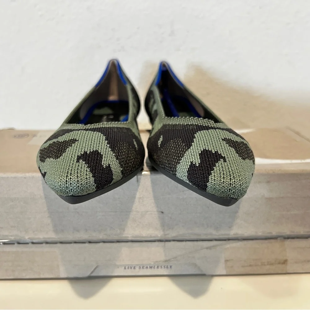 Rothy's The Point Flats in Olive Camo, Size 7, New in Box